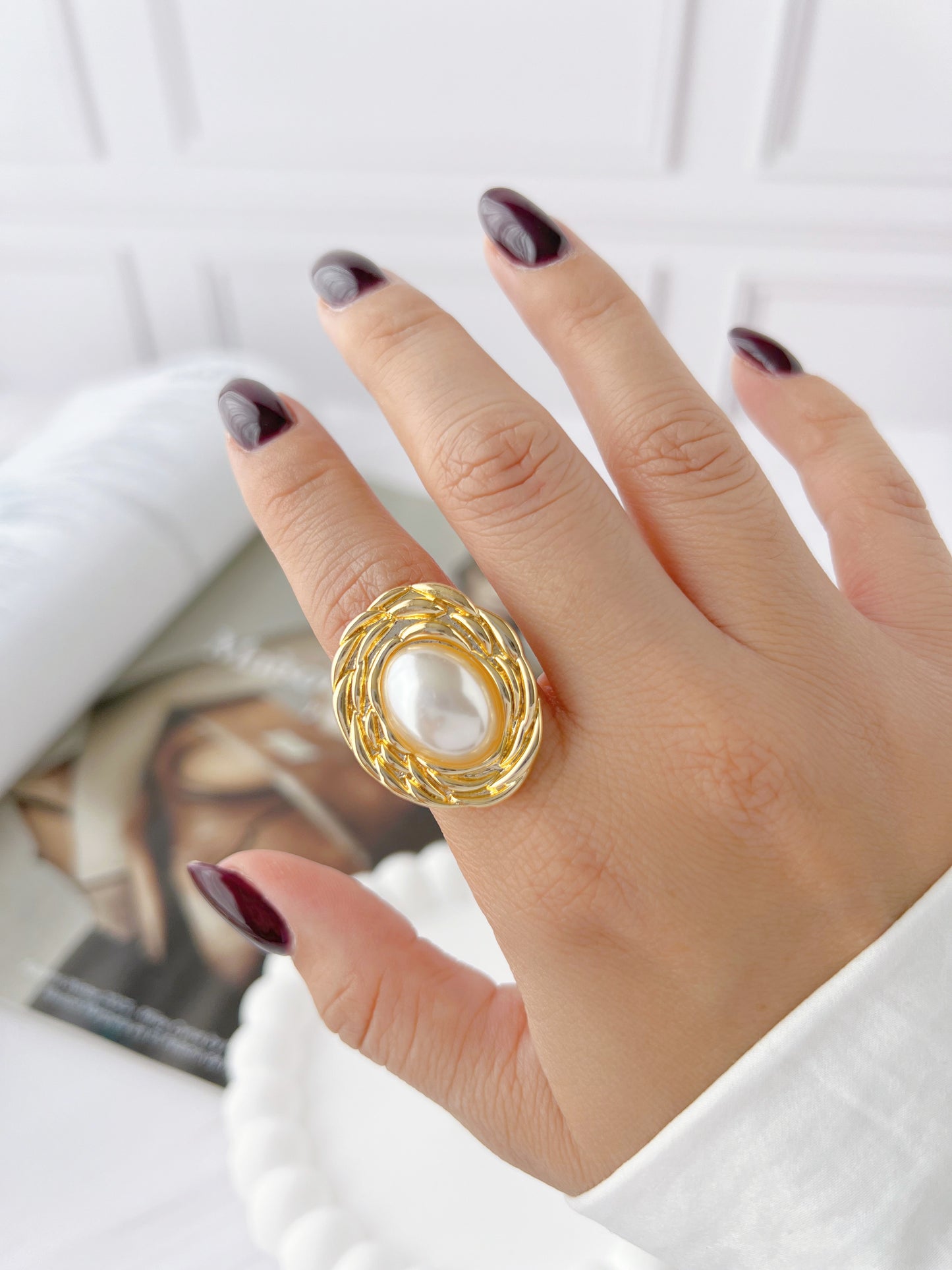 Anillo Perla Chunky