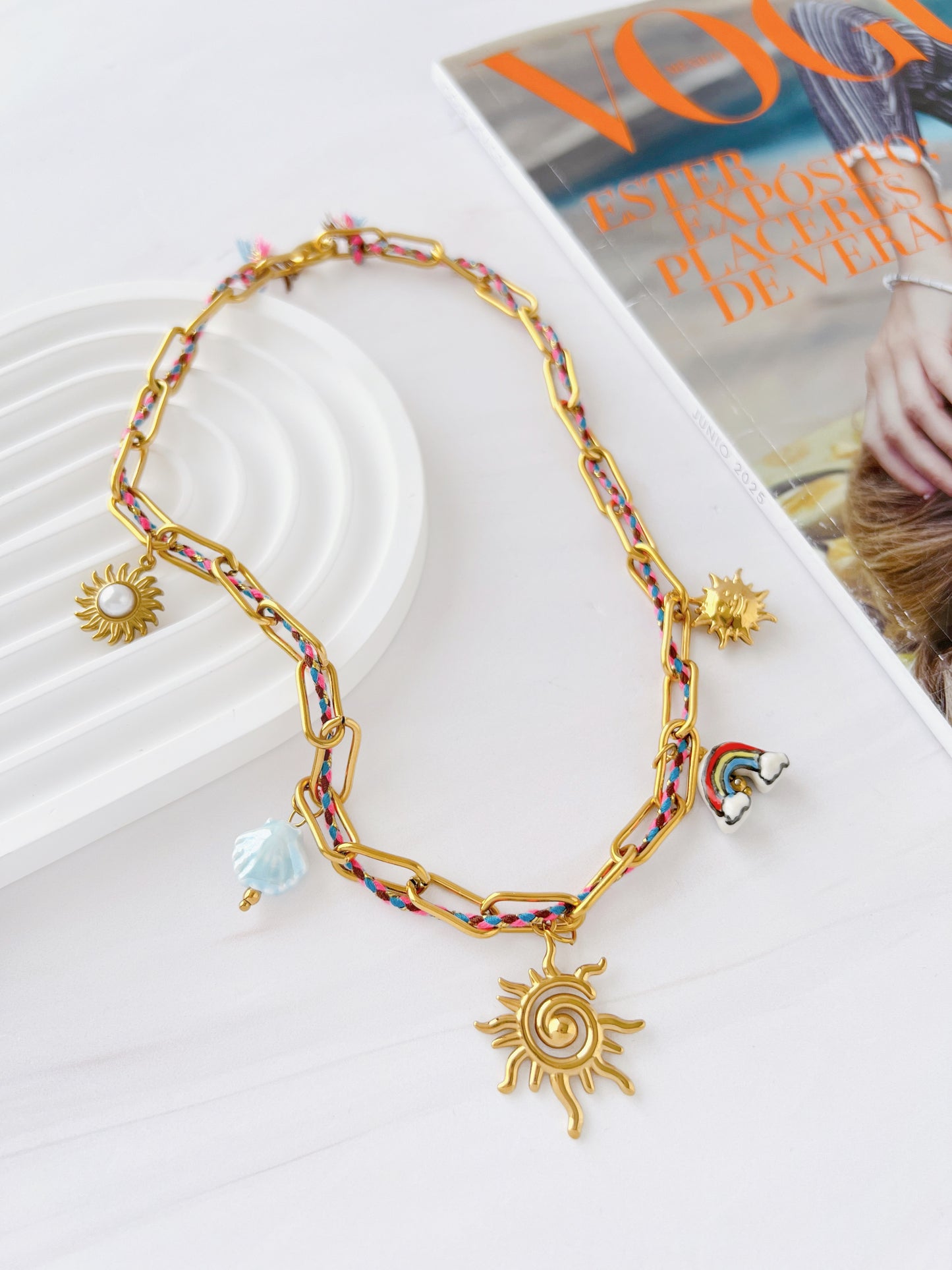 Collar Combinado Cadena e Hilo