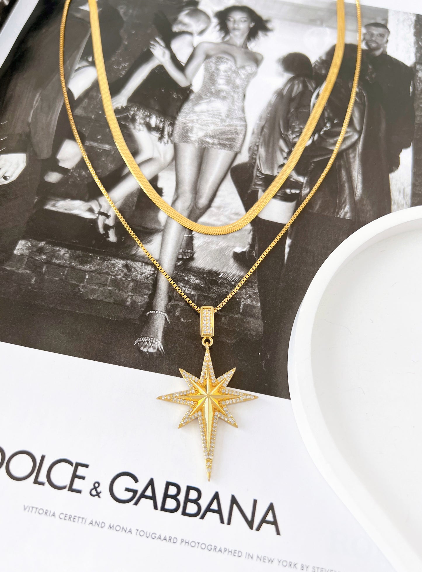 Collar Doble Estrella con Zirconia