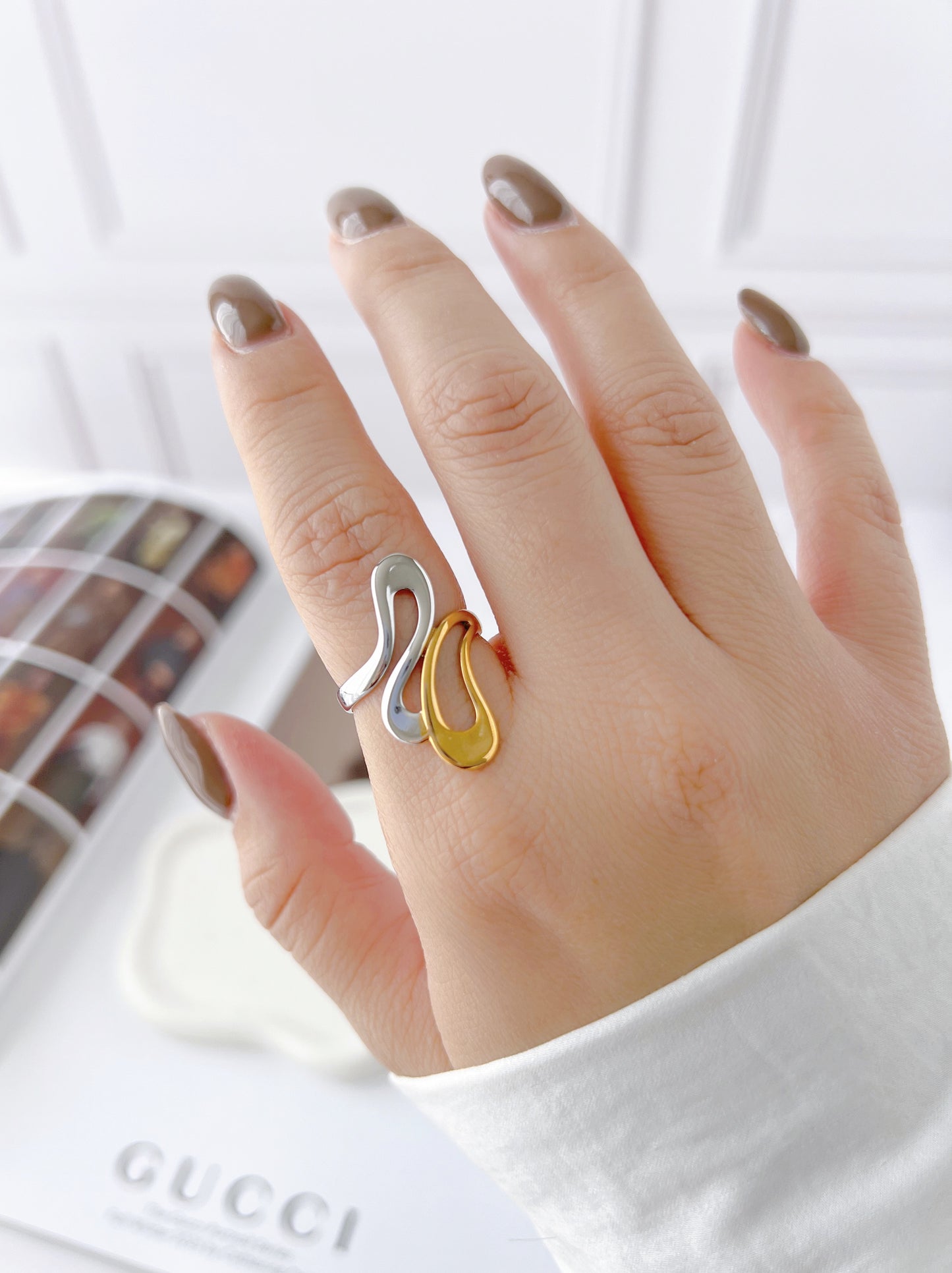 Anillo Ondas Bicolor