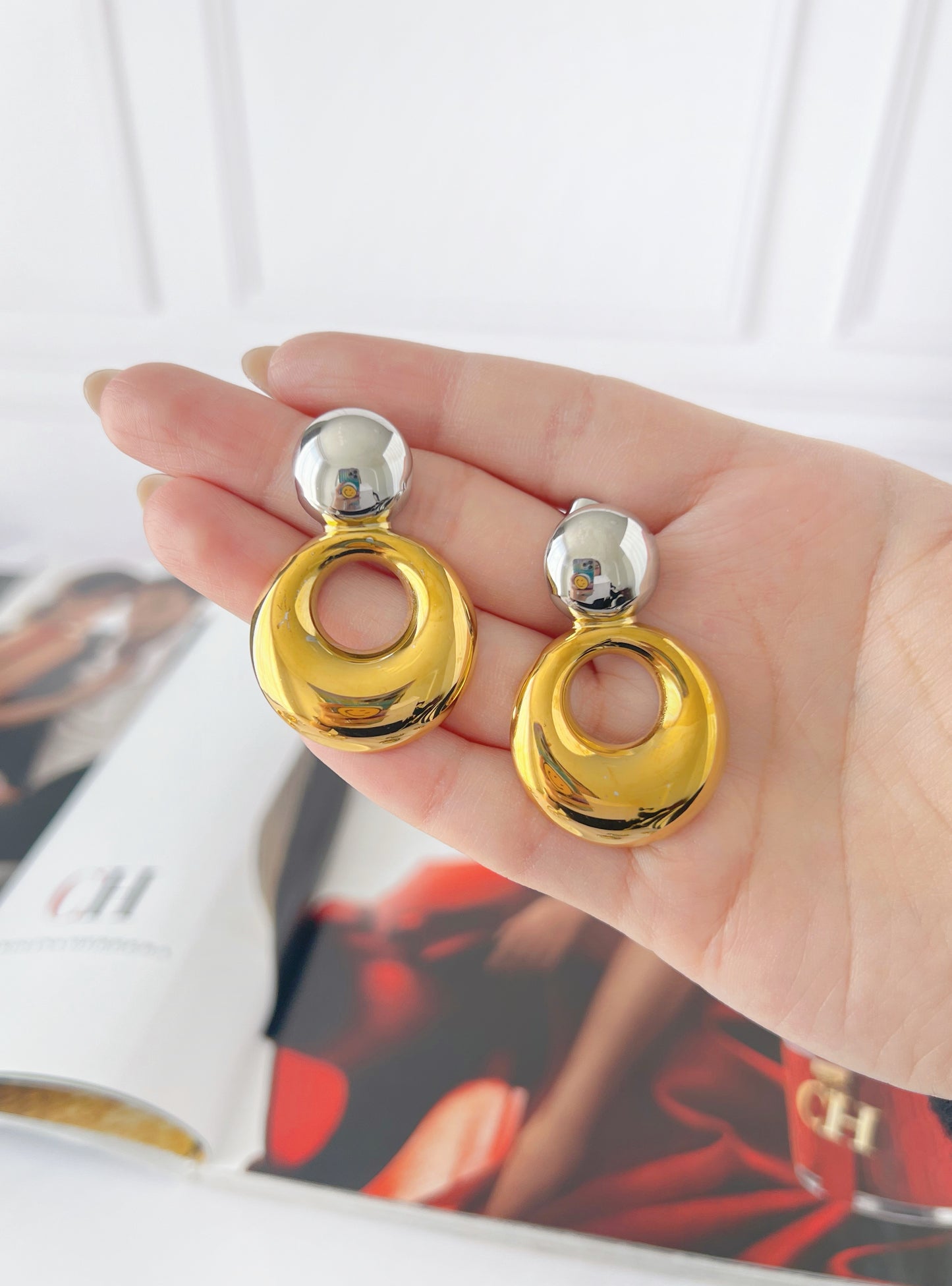 Arete Doble Círculo Bicolor