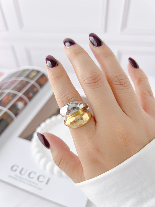 Anillo Doble Bicolor con Textura