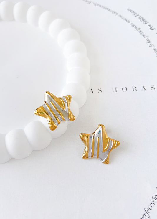 Aretes Estrella Rayada Bicolor