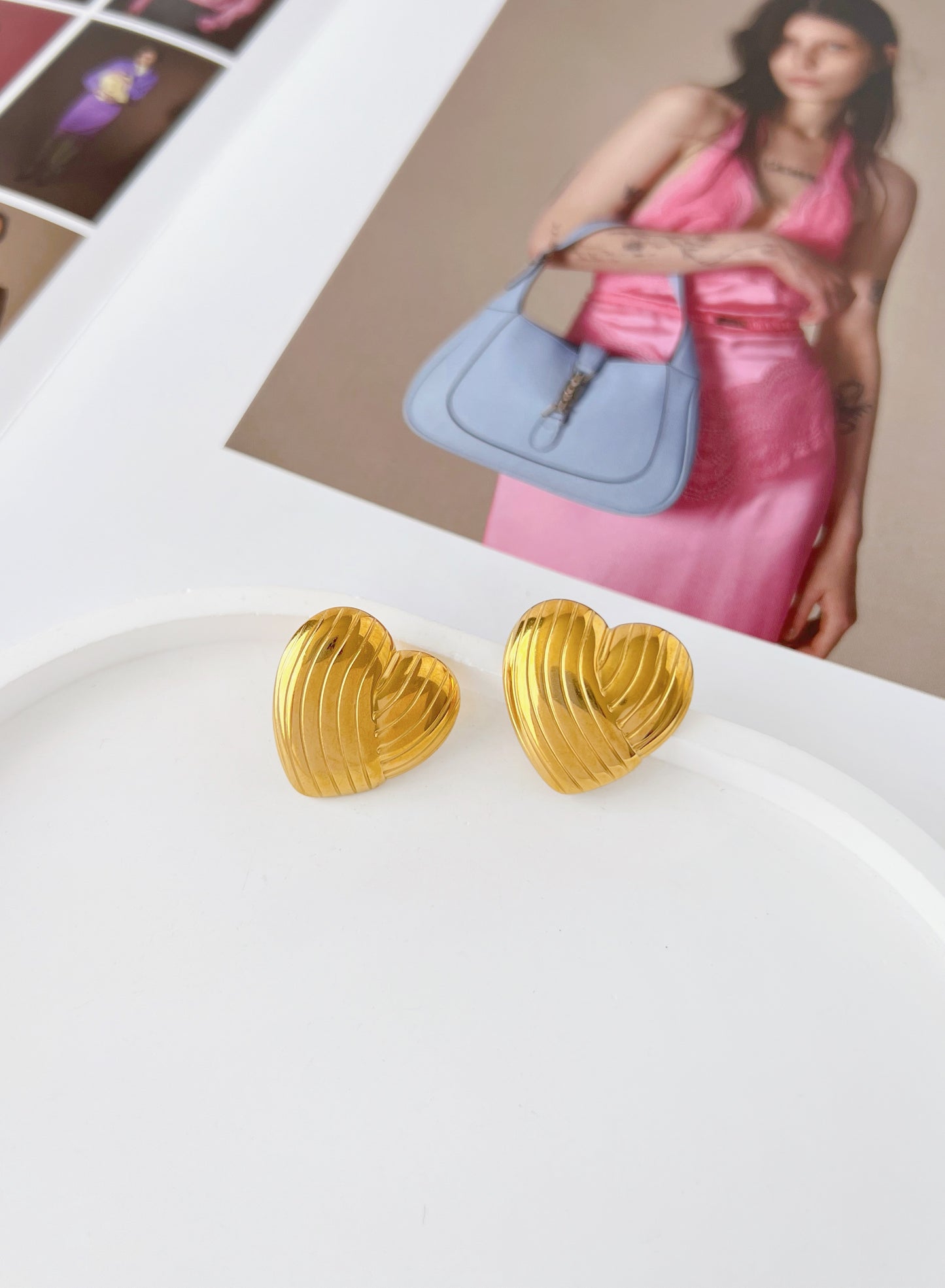 Aretes Corazón Rayado