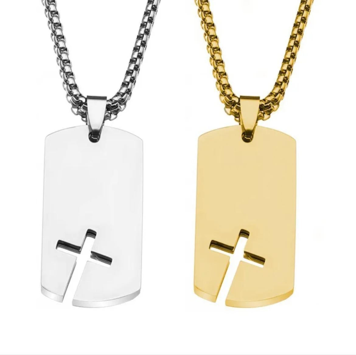 Collar Placa con Cruz