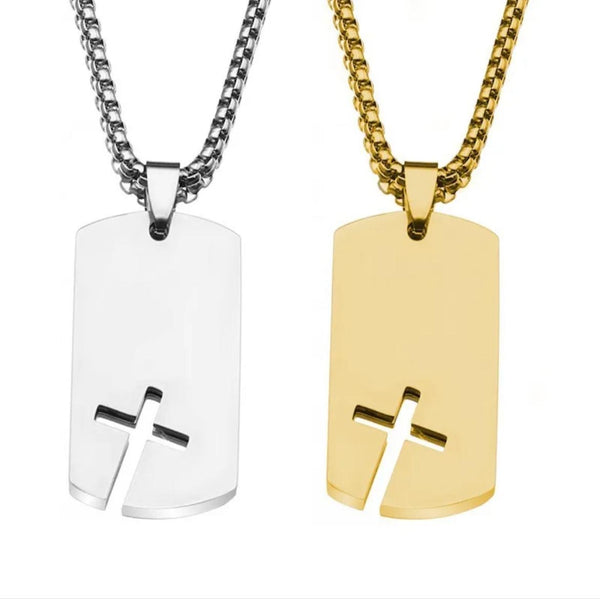 Collar Placa con Cruz (texto y/o imagen)