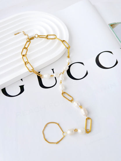 Pulsera de Perlas con Anillo