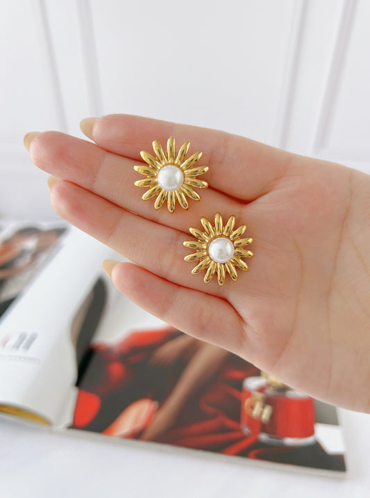 Aretes Flor Perla