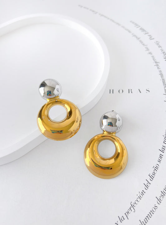 Arete Doble Círculo Bicolor