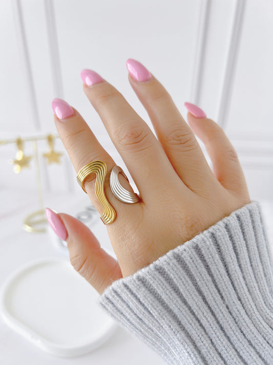 Anillo Ondas Bicolor