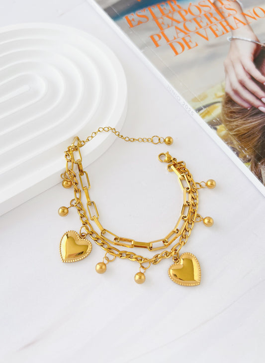 Pulsera Doble Corazones