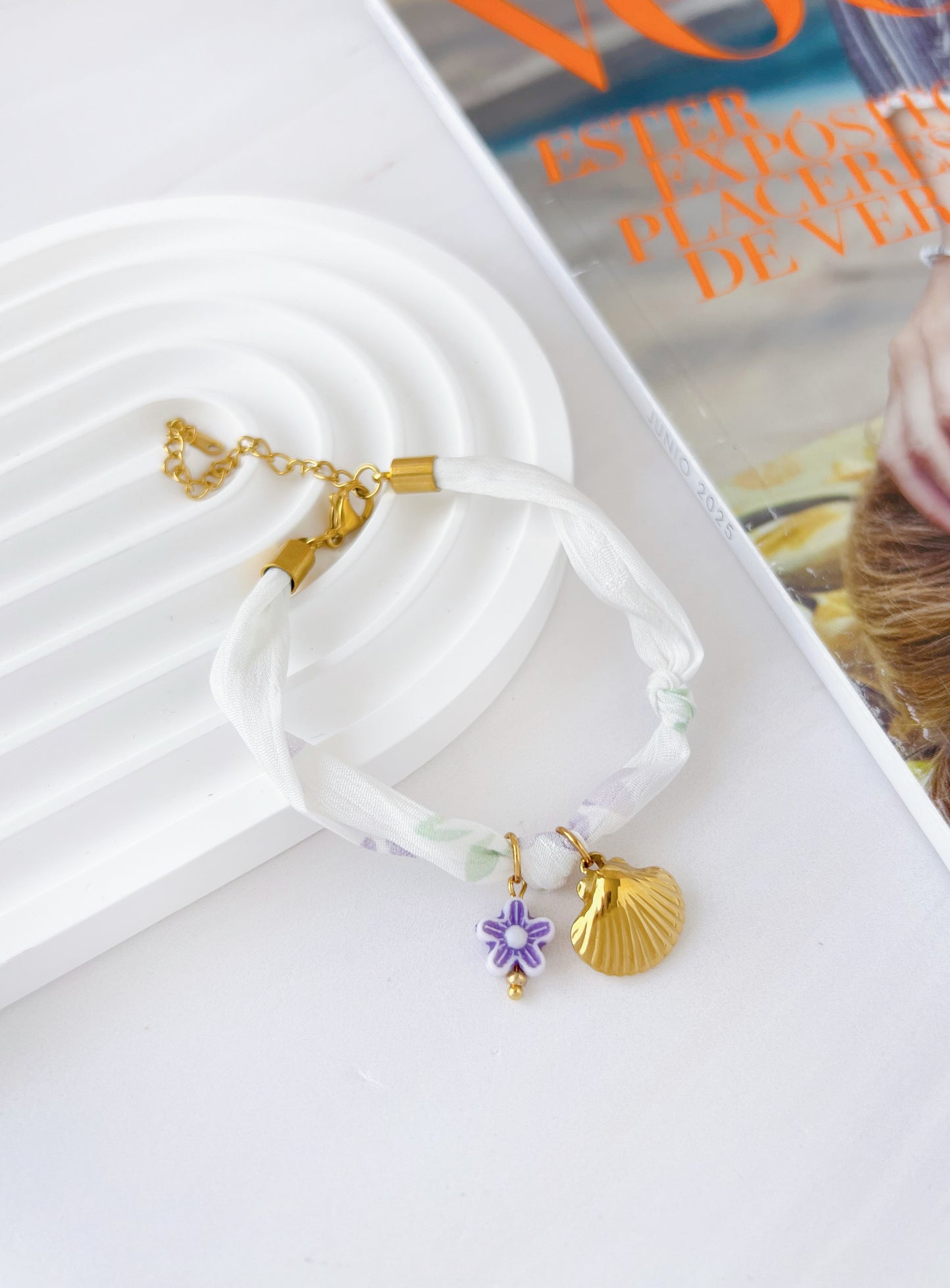Pulsera Bandana Concha y Flor