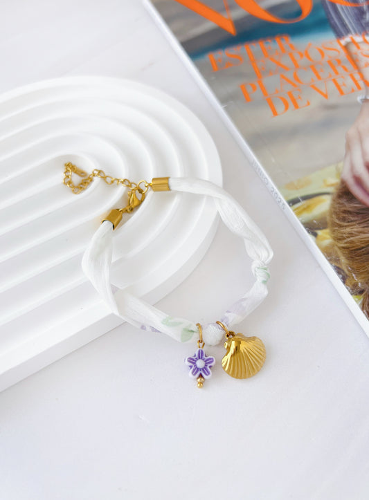 Pulsera Bandana Concha y Flor