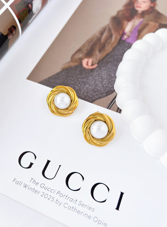 Aretes Flor con Perla