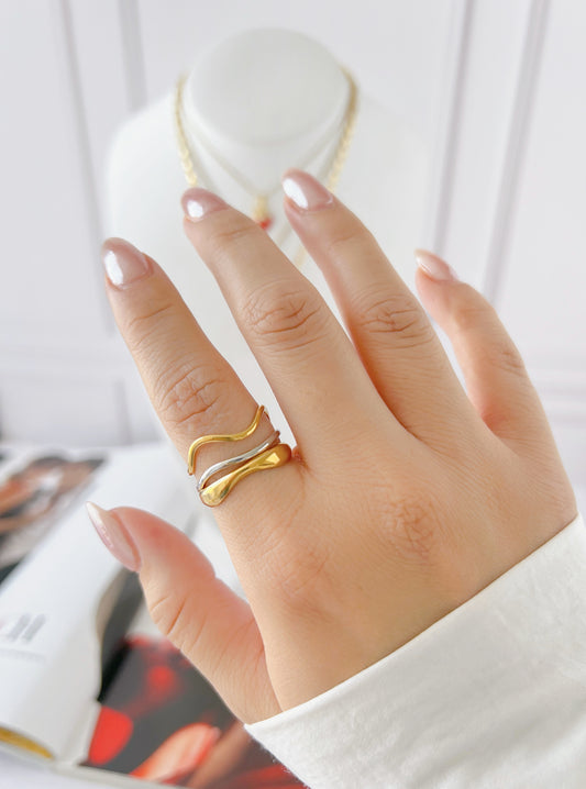 Anillo Ondas Bicolor