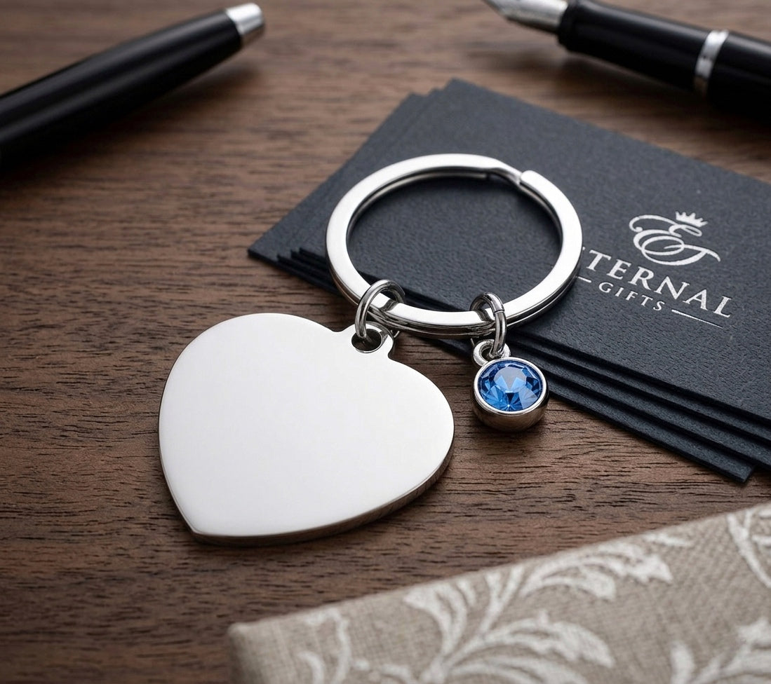 Llavero Corazón Personalizado con Zirconia