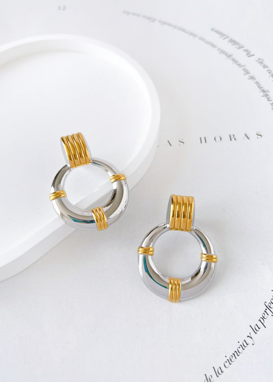 Aretes Clásicos Chunky Bicolor