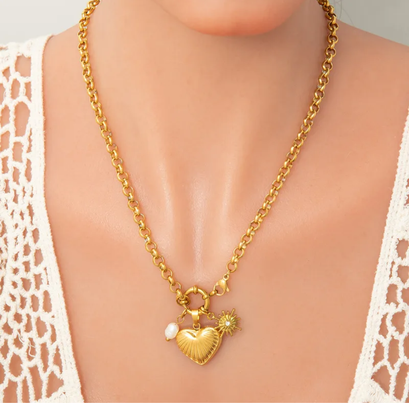 Collar Corazón y Dijes