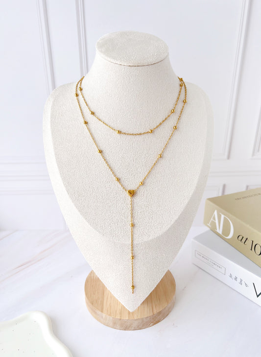 Collar Doble Corbatín con Corazón