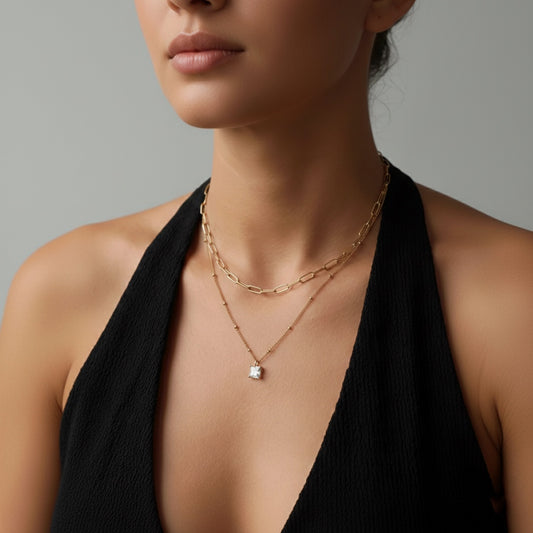 Collar Doble Zirconia Mini