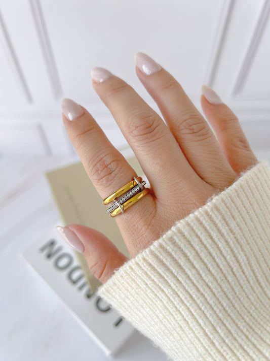 Anillo Triple Bicolor - Talla 8
