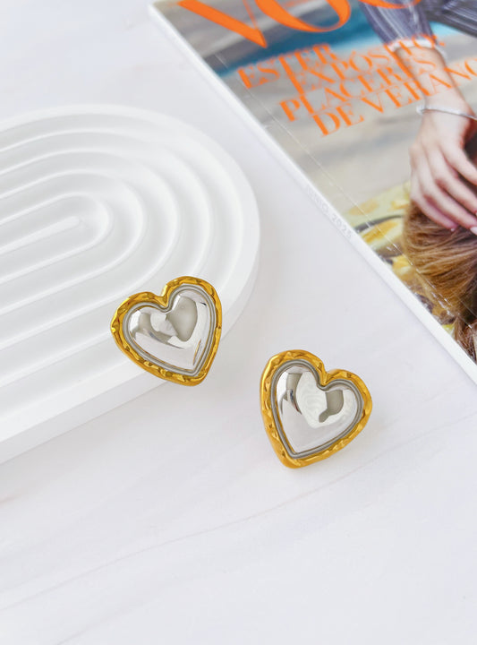 Aretes Corazón Chunky Bicolor