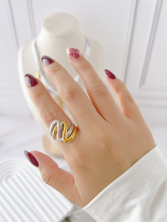 Anillo Ondas Bicolor