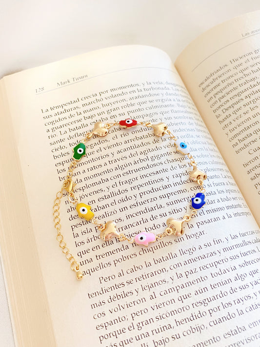 Pulsera Hamsa Corazones